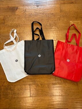 Lululemon Reusable Tote Bag Trio - White, Black, Red—Large New